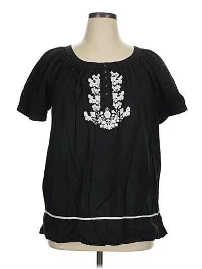 Pre-owned Gloria Vanderbilt Short Sleeve Blouse In Black