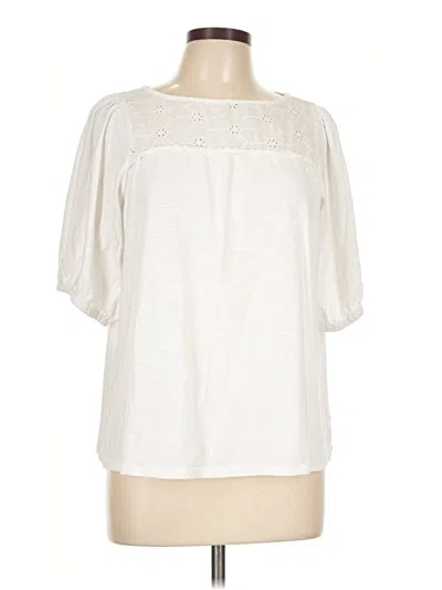 Pre-owned Gloria Vanderbilt Short Sleeve Blouse In Ivory