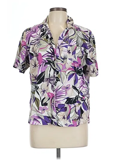 Pre-owned Gloria Vanderbilt Short Sleeve Blouse In Purple