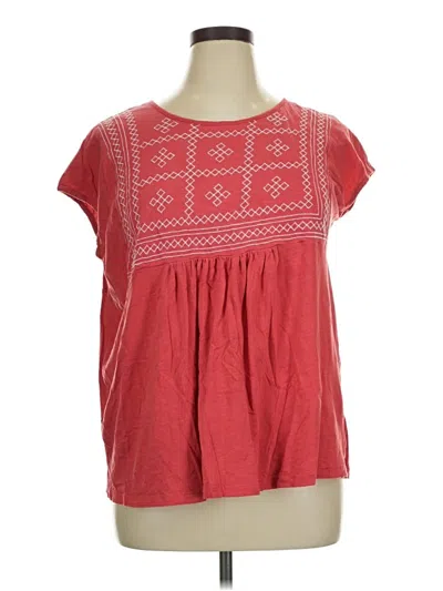 Pre-owned Gloria Vanderbilt Short Sleeve Blouse In Red