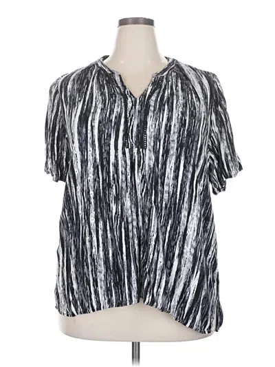 Pre-owned Gloria Vanderbilt Short Sleeve Blouse In Silver