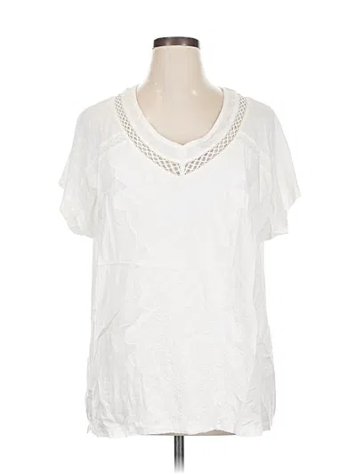 Pre-owned Gloria Vanderbilt Short Sleeve Blouse In White