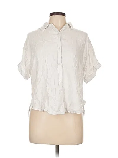 Pre-owned Gloria Vanderbilt Short Sleeve Blouse In White