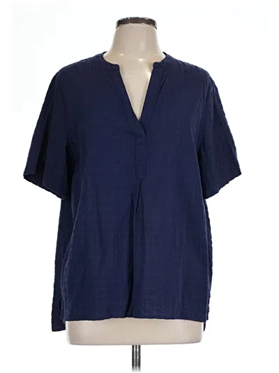 Pre-owned Gloria Vanderbilt Short Sleeve Henley Shirt In Blue