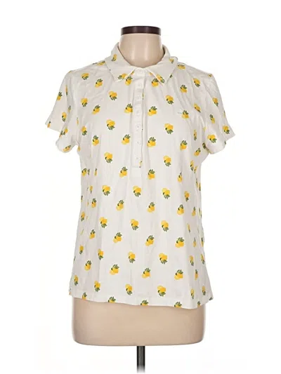 Pre-owned Gloria Vanderbilt Short Sleeve Polo Shirt In Yellow