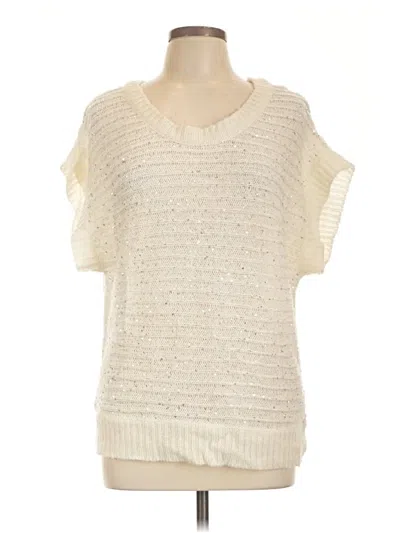 Pre-owned Gloria Vanderbilt Short Sleeve Top Ivory Scoop Neck Tops