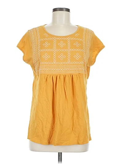 Pre-owned Gloria Vanderbilt Short Sleeve Top Yellow Square Neckline Tops