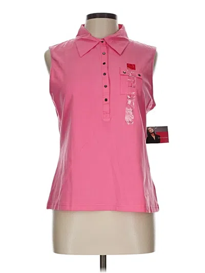 Gloria Vanderbilt Sleeveless Button Down Shirt In Pink