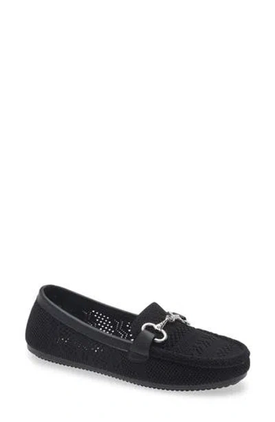 Gloria Vanderbilt Tristan Rhinestone Bit Knit Loafer In Black