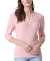 Gloria Vanderbilt Women's 3/4-sleeve Henley Top In Pink