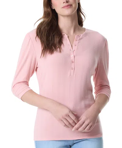 Gloria Vanderbilt Women's 3/4-sleeve Henley Top