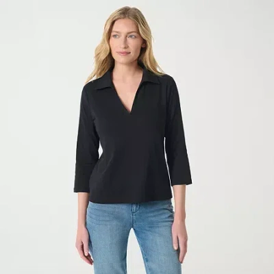 Gloria Vanderbilt Women's 3/4 Sleeve Neve Shirt In Black