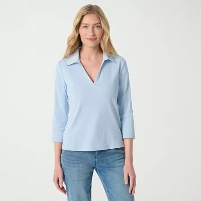 Gloria Vanderbilt Women's 3/4 Sleeve Neve Shirt In Blue
