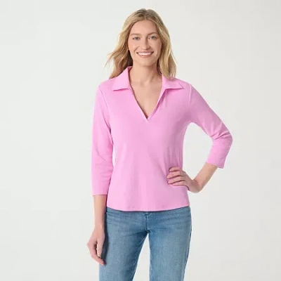 Gloria Vanderbilt Women's 3/4 Sleeve Neve Shirt In Pink