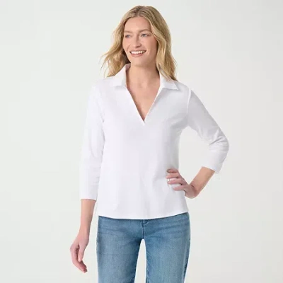 Gloria Vanderbilt Women's 3/4 Sleeve Neve Shirt In White