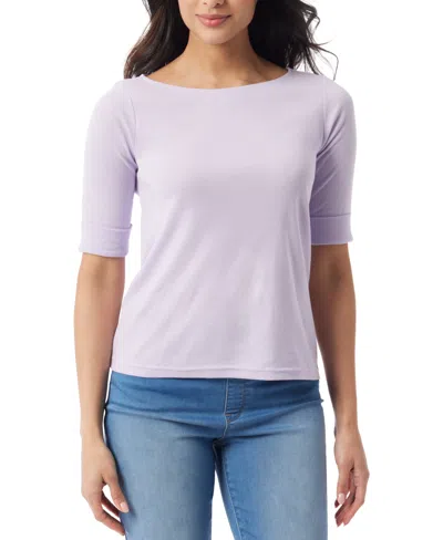 Gloria Vanderbilt Women's Alanis Boat Neck Elbow-sleeve T-shirt In Purple