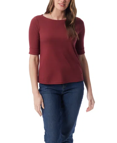 Gloria Vanderbilt Women's Alanis Boat Neck Elbow-sleeve T-shirt In Blue