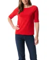 Gloria Vanderbilt Women's Alanis Boat Neck Elbow-sleeve T-shirt In Red