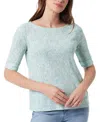 Gloria Vanderbilt Women's Alanis Printed Cuffed-sleeve T-shirt In Green