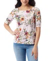Gloria Vanderbilt Women's Alanis Printed Cuffed-sleeve T-shirt In Multi