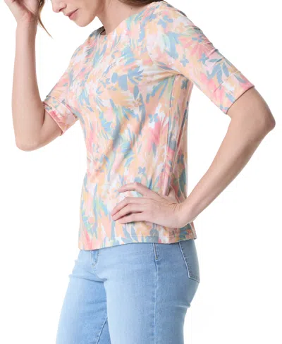 Gloria Vanderbilt Women's Alanis Printed Cuffed-sleeve T-shirt