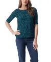 Gloria Vanderbilt Women's Alanis Printed Cuffed-sleeve T-shirt In Green