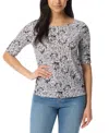 Gloria Vanderbilt Women's Alanis Printed Cuffed-sleeve T-shirt In Multi
