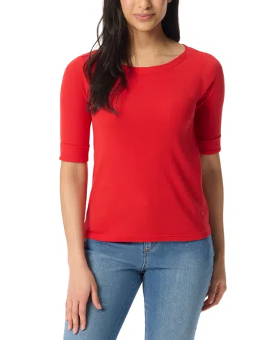 Gloria Vanderbilt Women's Alanis Printed Cuffed-sleeve T-shirt