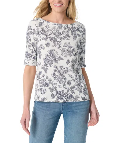 Gloria Vanderbilt Women's Alanis Printed Cuffed-sleeve T-shirt In Multi