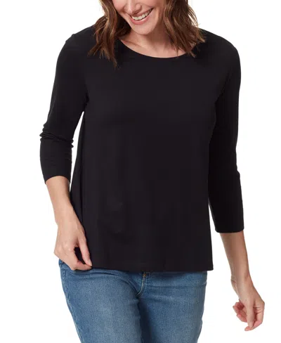 Gloria Vanderbilt Women's Amanda 3/4-sleeve Knit Top In Black