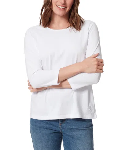 Gloria Vanderbilt Women's Amanda 3/4-sleeve Knit Top In White
