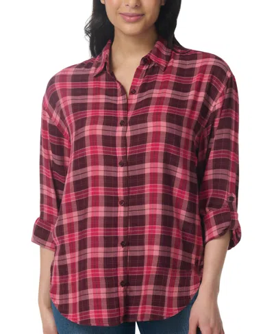 Gloria Vanderbilt Women's Amanda Button-front Shirt In Plaid Burgundy
