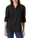 Gloria Vanderbilt Amanda Womens Collared Fitted Button-down Top In Black Lurex Embellished