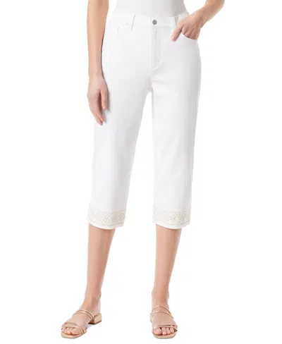 Gloria Vanderbilt Women's Amanda Embroidered Hem Capri Jeans In Vintage White