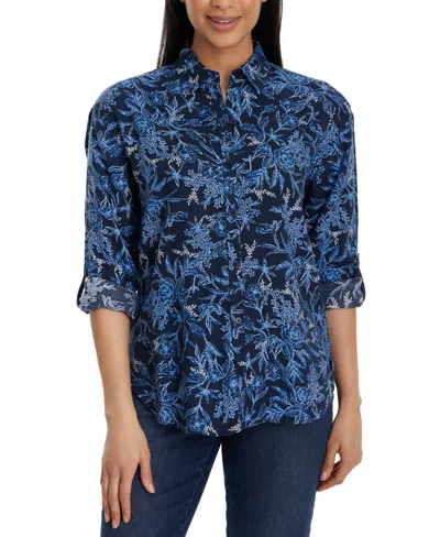 Gloria Vanderbilt Women's Amanda Floral-print Oversized Shirt