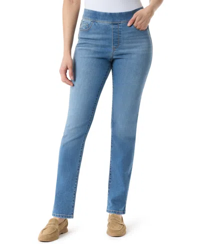 Gloria Vanderbilt Women's Amanda High-rise Straight Pull-on Jeans In Blue