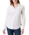 Gloria Vanderbilt Women's Amanda Long-sleeve Fitted Shirt In Vintage White Diamond Dot