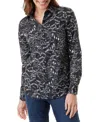 Gloria Vanderbilt Amanda Womens Printed Cotton Button-down Top In Black Dot Melody