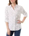 Gloria Vanderbilt Amanda Womens Cotton Blend Polka Dot Button-down Top In Vintage White,garnet Gem Dot