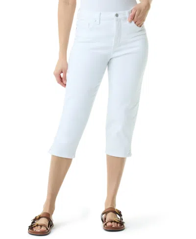Gloria Vanderbilt Women's Amanda Printed Slit Capri Jeans In White
