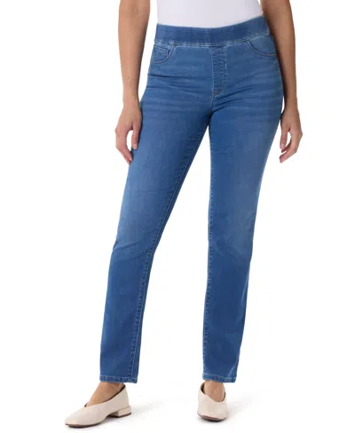 Gloria Vanderbilt Women's Amanda Pull-on High-rise Straight-leg Jeans In Blue