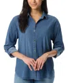 Gloria Vanderbilt Women's Amanda Roll-tab-sleeve Button-front Shirt In Blue