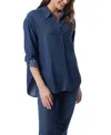 Gloria Vanderbilt Women's Amanda Roll-tab-sleeve Button-front Shirt In Blue