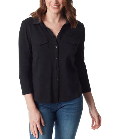 Gloria Vanderbilt Women's Ashten 3/4-sleeve Shirt In Black
