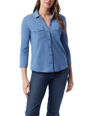 Gloria Vanderbilt Women's Ashten 3/4-sleeve Shirt In Blue