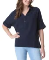 Gloria Vanderbilt Women's Cotton Callista Roll-tab Textured Top In Blue