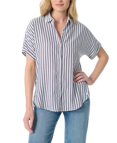 Gloria Vanderbilt Women's Daisy Point Collar Short-sleeve Shirt In Blue