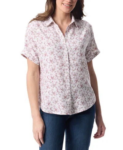 Gloria Vanderbilt Women's Daisy Printed Short-sleeve Shirt