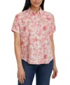 Gloria Vanderbilt Women's Daisy Printed Drop-hem Shirt In Pink