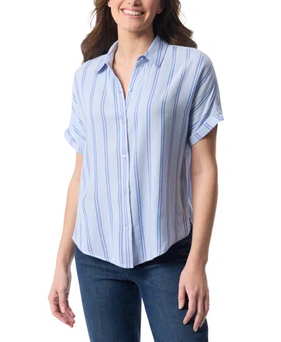 Gloria Vanderbilt Women's Daisy Striped Short-sleeve Shirt In Lt,pasblue